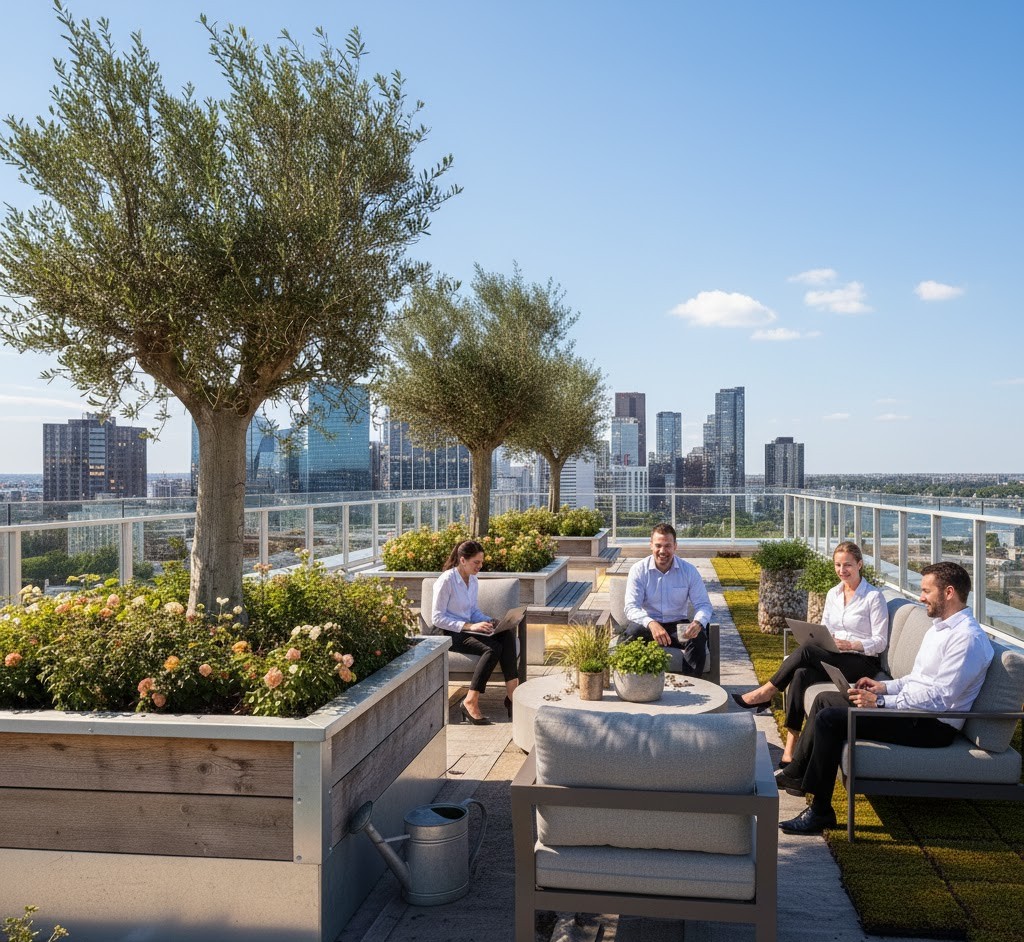 Commerciële daktuin op kantoorgebouw