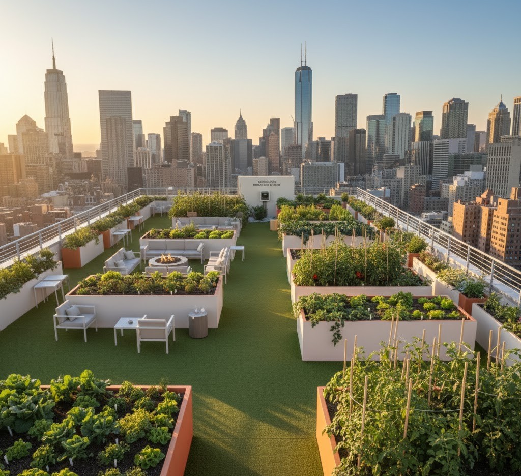 Gedetailleerd daktuin ontwerp